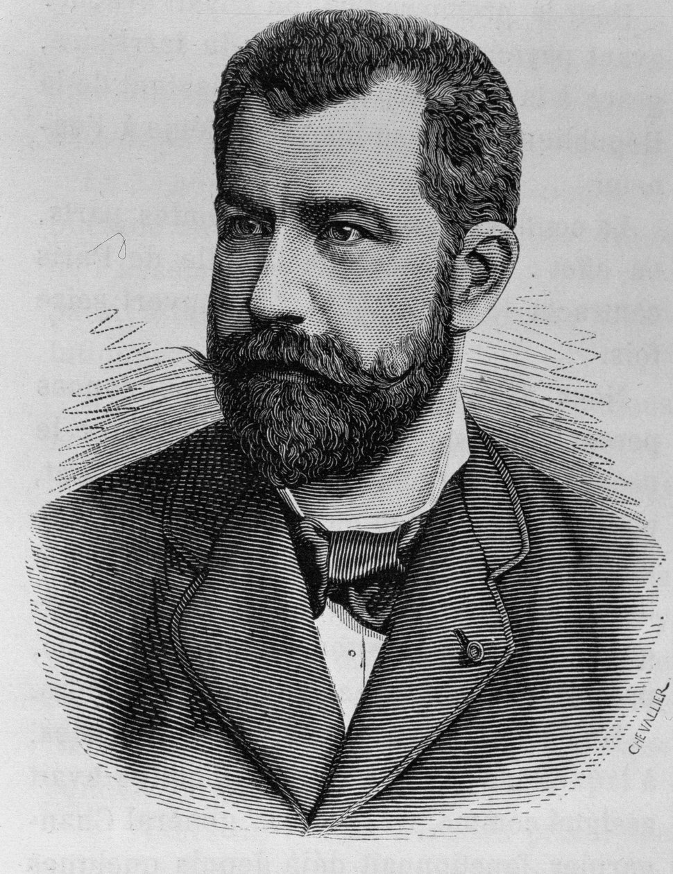 Portret van Léon Renault. Gravure van het einde van de 19e eeuw in 