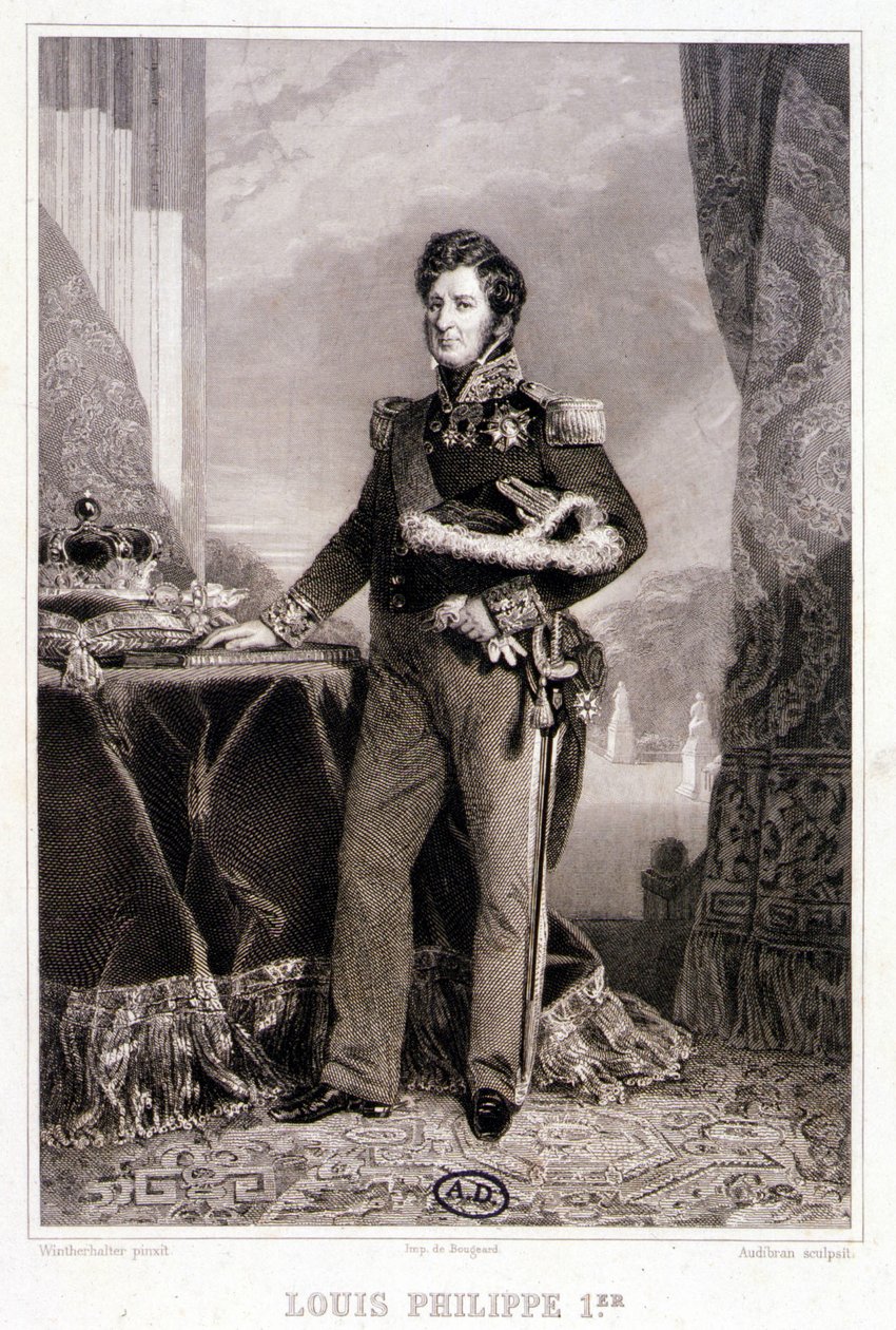 Portret van Louis Philippe 1, koning van de Fransen - gravure door Unknown artist