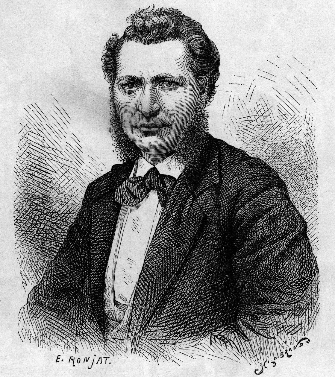 Portret van Louis Riel (1844-1885), Canadese politicus en verdediger van het Métis-volk. Gravure in 