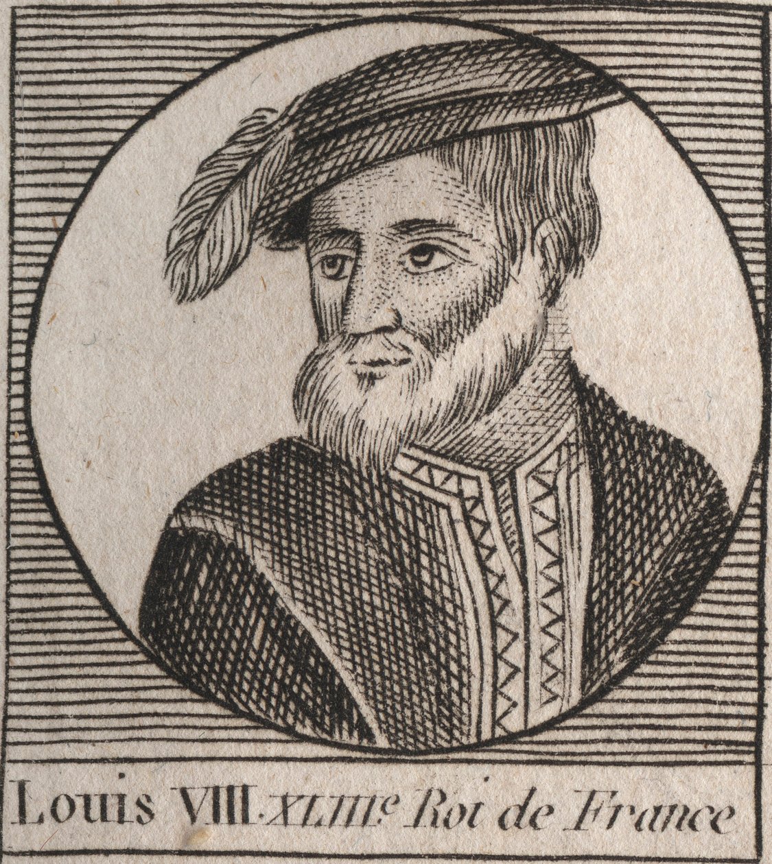 Portret van Lodewijk VIII (1187-1226) genaamd de Leeuw, koning van Frankrijk - Lodewijk VIII de Leeuw (1187-1226) koning van Frankrijk van 1223 tot 1226 - gravure uit 