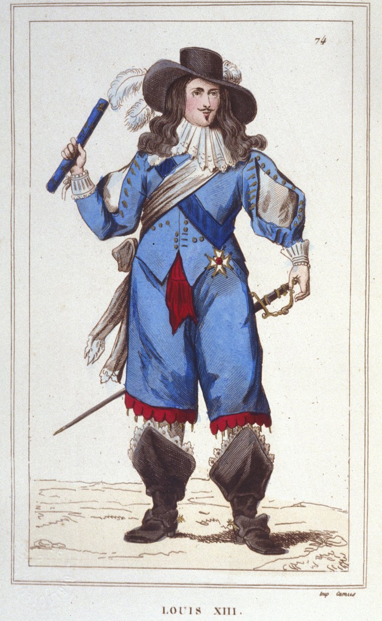 Portret van Lodewijk XIII (1601 - 1643), koning van Frankrijk gravure uit 1830 door Unknown artist