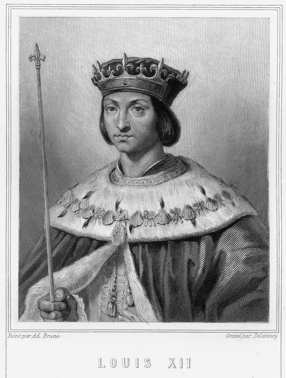 Portret van Lodewijk XII, koning van Frankrijk - in "Histoire des Français" door Lavallée, gravure, sd door Unknown artist