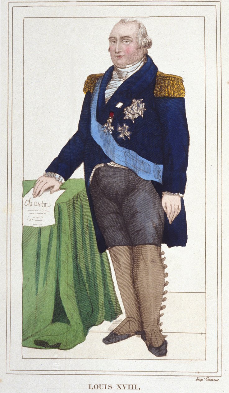 Portret van Lodewijk XVIII (1755 - 1824), Koning van Frankrijk gravure uit 1830. door Unknown artist
