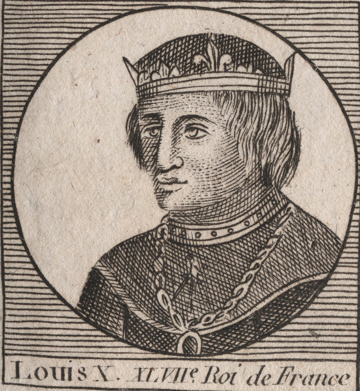 Portret van Lodewijk X de Hutin (1289 - 1316), Koning van Frankrijk (gravure uit 