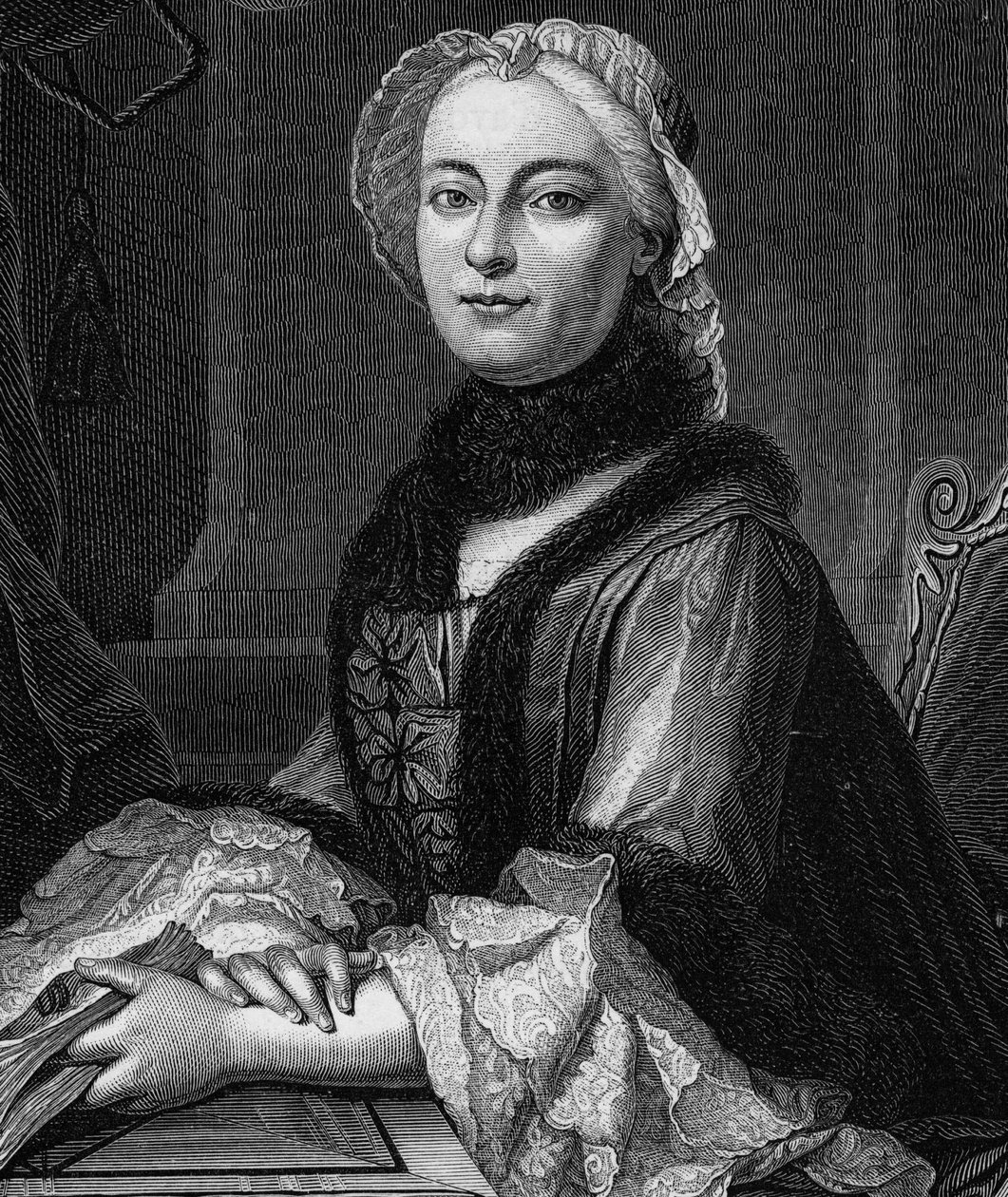 Portret van Madame Geoffrin, geboren Marie Therese (Marie-Therese) Rodet (1699-1777) - Gravure van 1862 in 