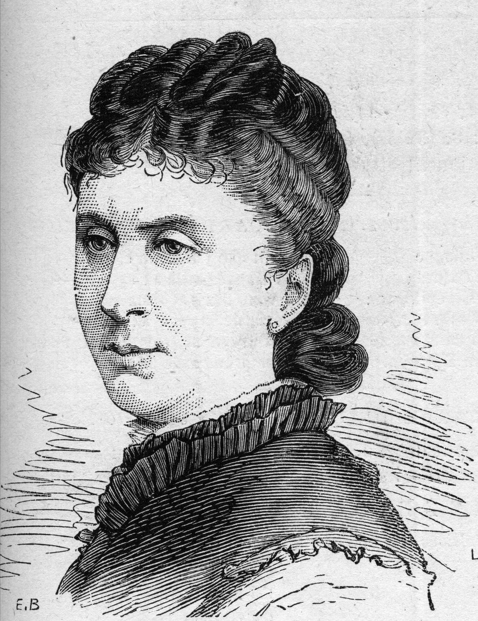 Portret van Maria Favart (Pierrette Ignace Pingaud, genaamd) (1833-1908), Franse comédienne, lid van de Comédie Française. Gravure in 