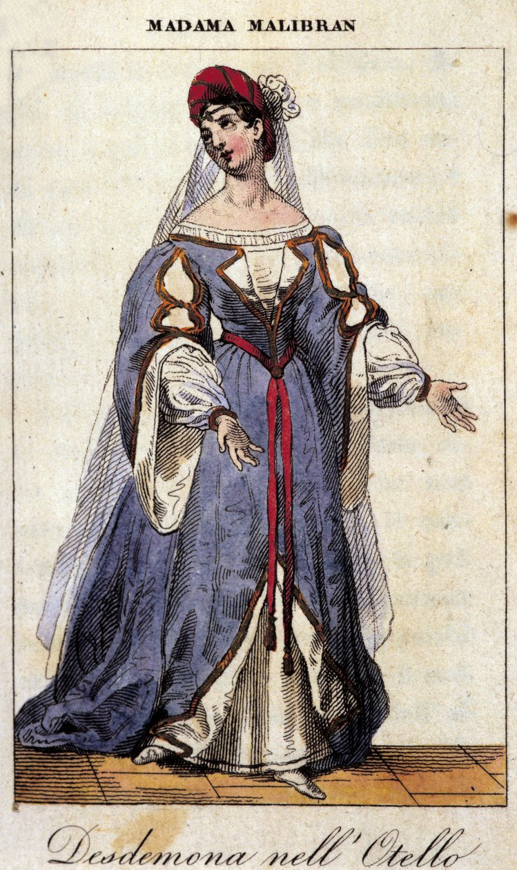 Portret van Maria Garcia, genaamd de Malibran (1808-1836), zangeres in de rol van Desdemona voor 