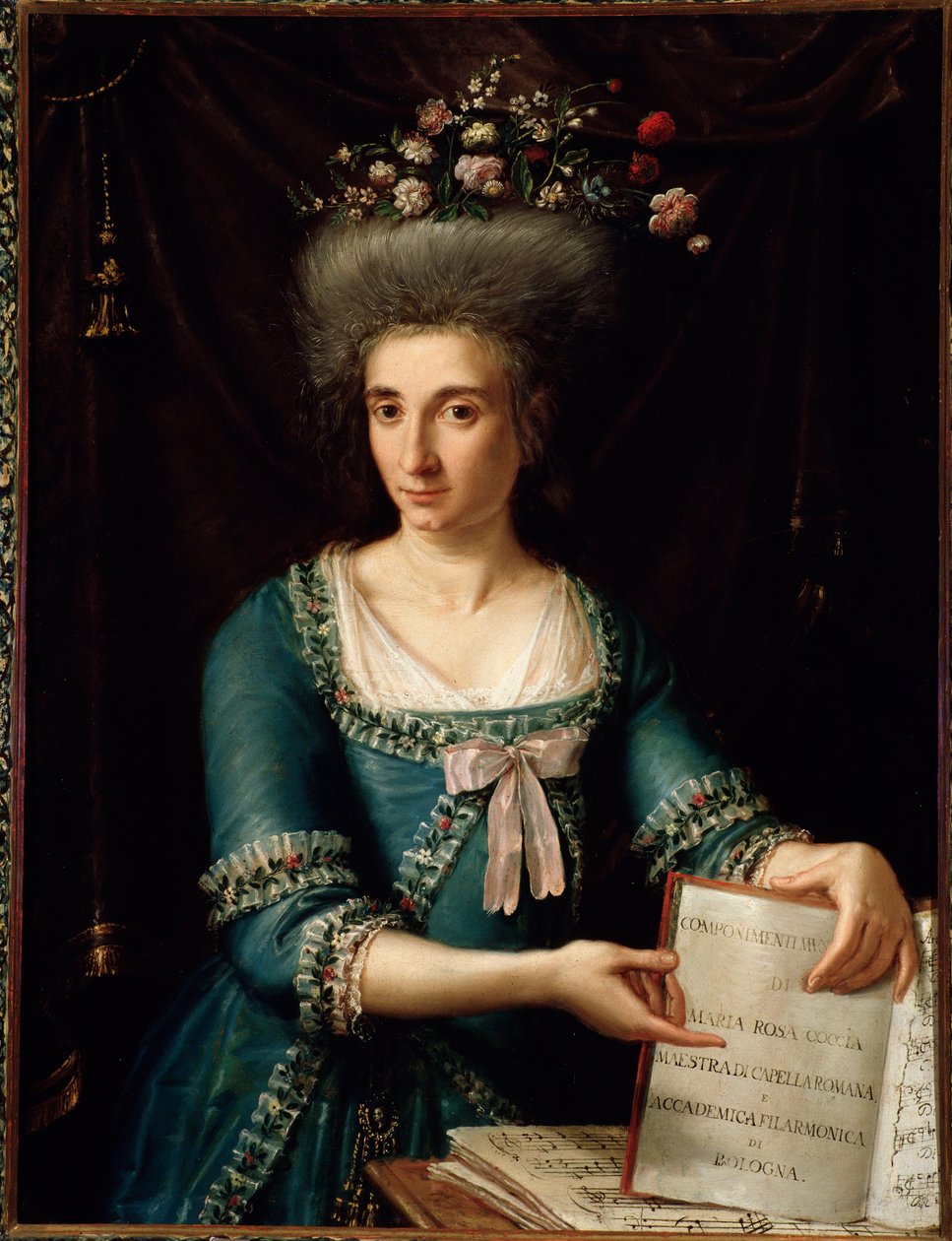 Portret van Maria Rosa Coccia (1759-1833) Italiaanse klaveciniste en componiste Anoniem schilderij. 1800 ca. Bologna, civico museo bibliografico door Unknown artist