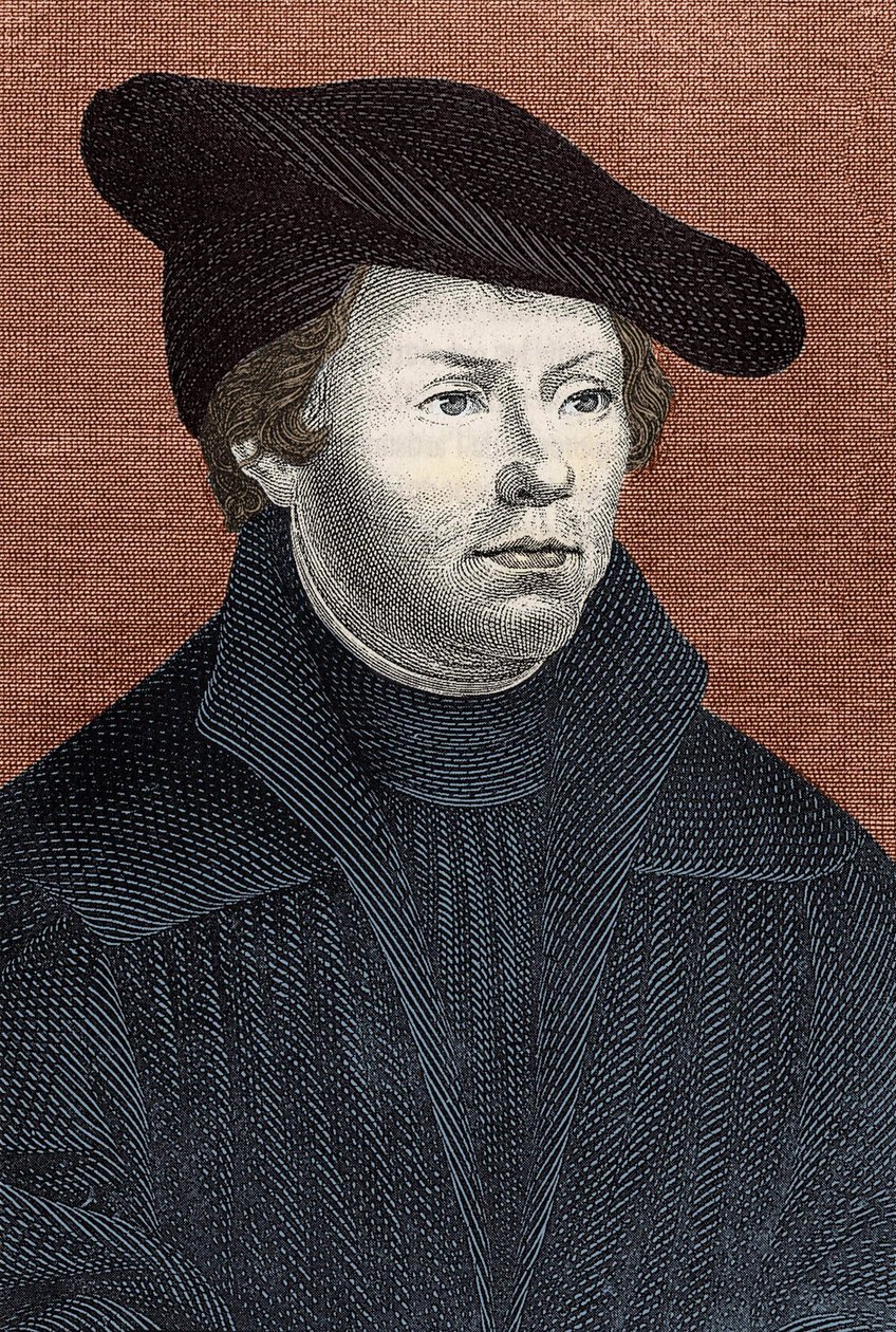 Portret van Maarten Luther, Duitse religieuze hervormer - gravure door Unknown artist