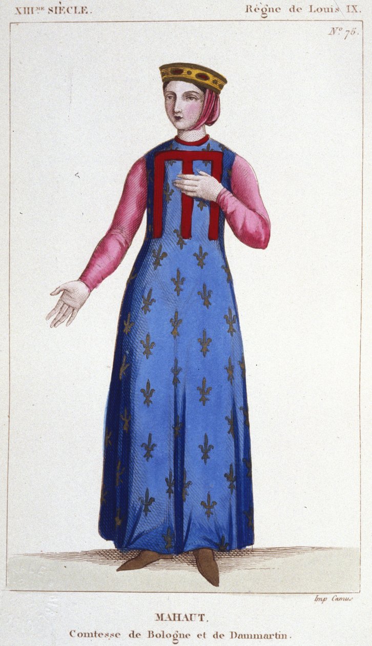 Portret van Mathilde de Dammartin (ca. 1202-1259) of Mahaut, gravin van Boulogne en Dammartin (Mathilde II) en d