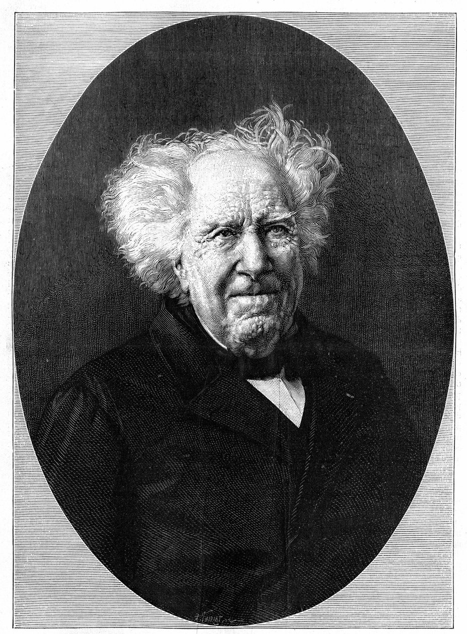 Portret van Michel Eugene (Michel-Eugene) Chevreul (1786-1889), Franse chemicus. Gravure in 