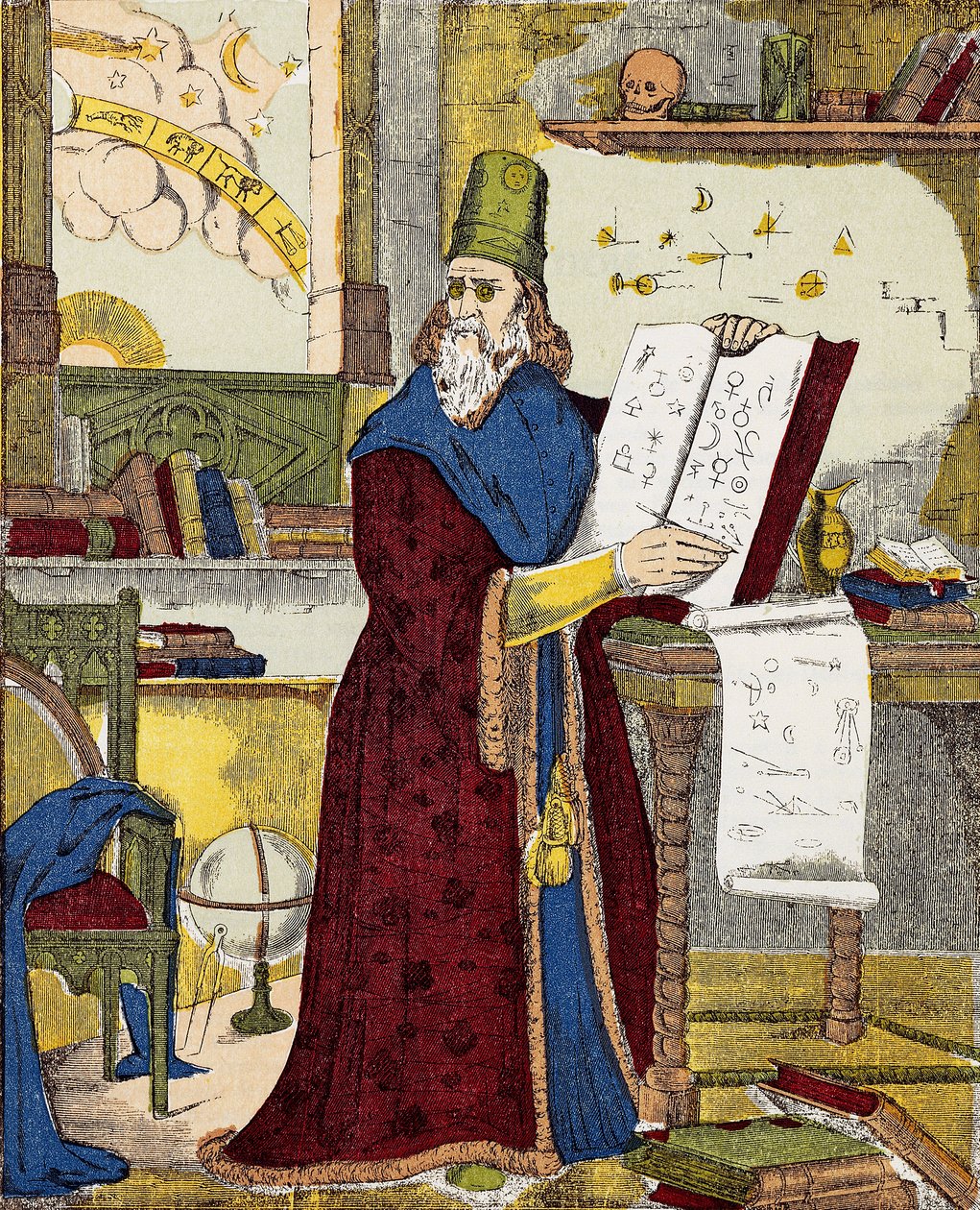 Portret van Michel de Notre Dame (Nostradamus) Franse astroloog - Portret van Nostradamus, Michel de Notre Dame (1503-1566) Franse astroloog en arts - Gravure door Unknown artist