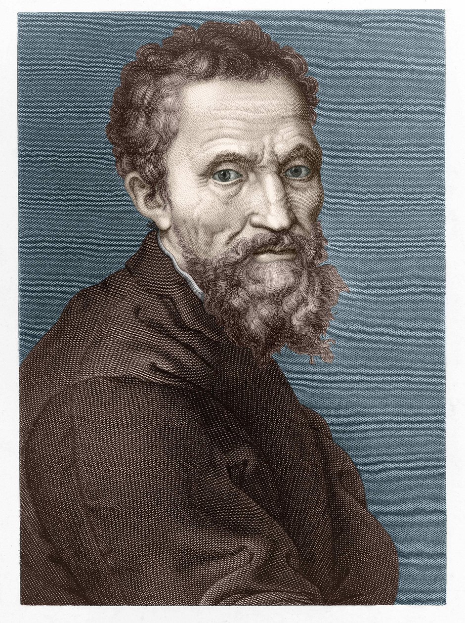 Portret van Michelangelo Buonarroti genaamd Michelangelo (Michelangelo of Michel Ange). door Unknown artist