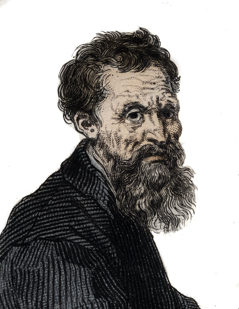 Portret van Michelangelo Buonarroti Italiaanse beeldhouwer - Portret van Michelangelo Buonarroti genaamd Michel Ange (Michelangelo of Michelangelo) door Unknown artist