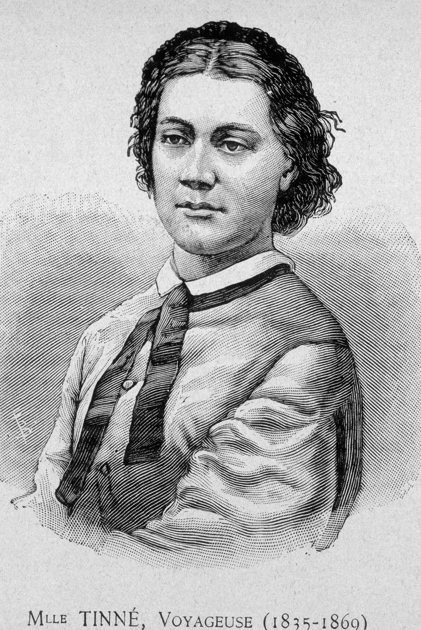 Portret van Miss Tinné, reiziger (1835 - 1869) - gravure 19e eeuw door Unknown artist