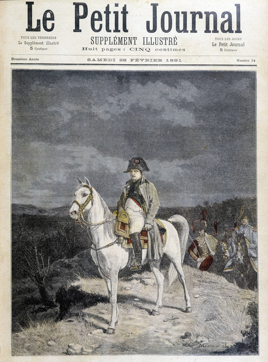 Portret van Napoleon op een paard in 1814 door Unknown artist