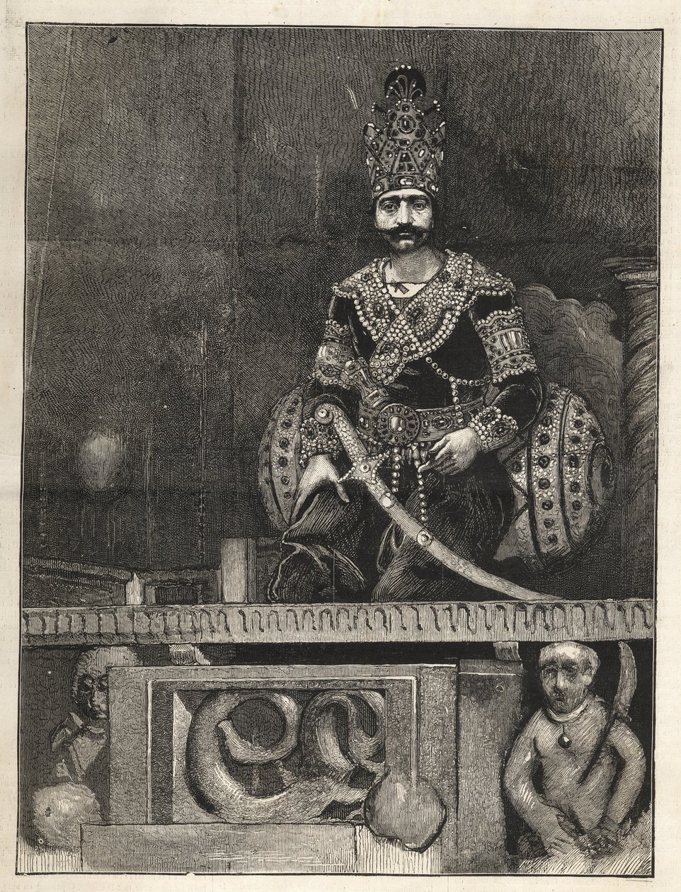 Portret van Nasser Ed Din (1831-1896), sjah van Perzië (Iran). Ook wel Nasseredin Shah, Nasserer-al-Din Shah Qajar, Nasser al-Din Shah Qajar, Nassiruddin Shah genoemd - (1831-1896) - 1873 door Unknown artist
