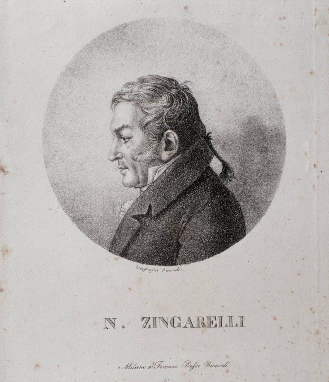 Portret van Nicola Antonio Zingarelli (gravure) door Unknown artist