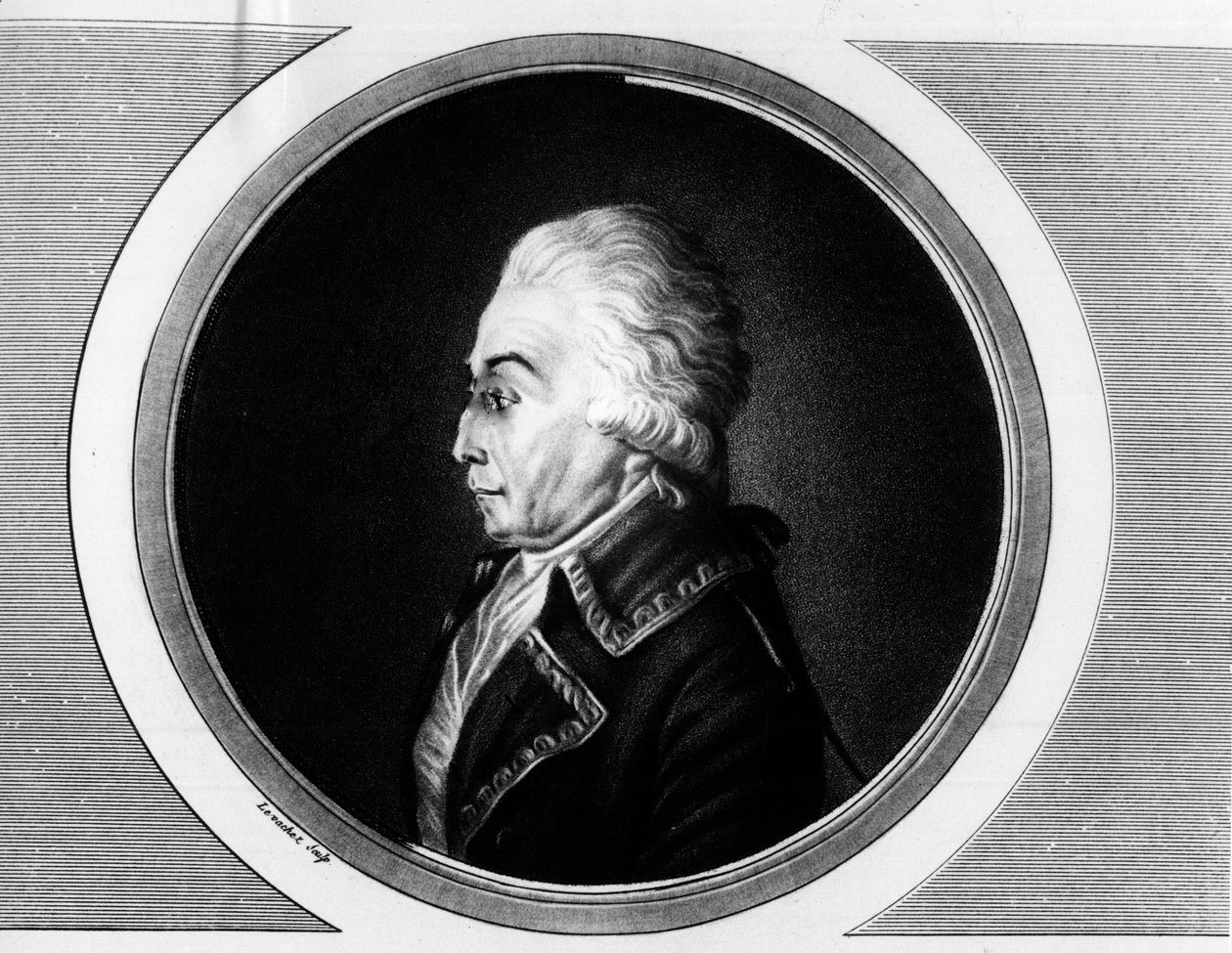 Portret van Nicolas Luckner (1722-1794) Maarschalk van Frankrijk. Gravure in 