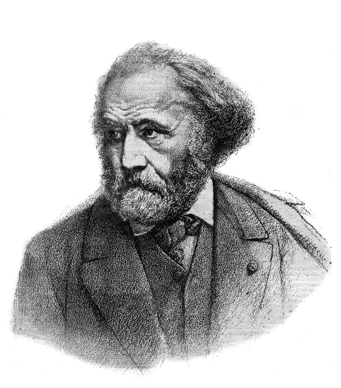 Portret van Paul Chenavard (1807-1895), Franse schilder - gravure uit 1895 door Unknown artist