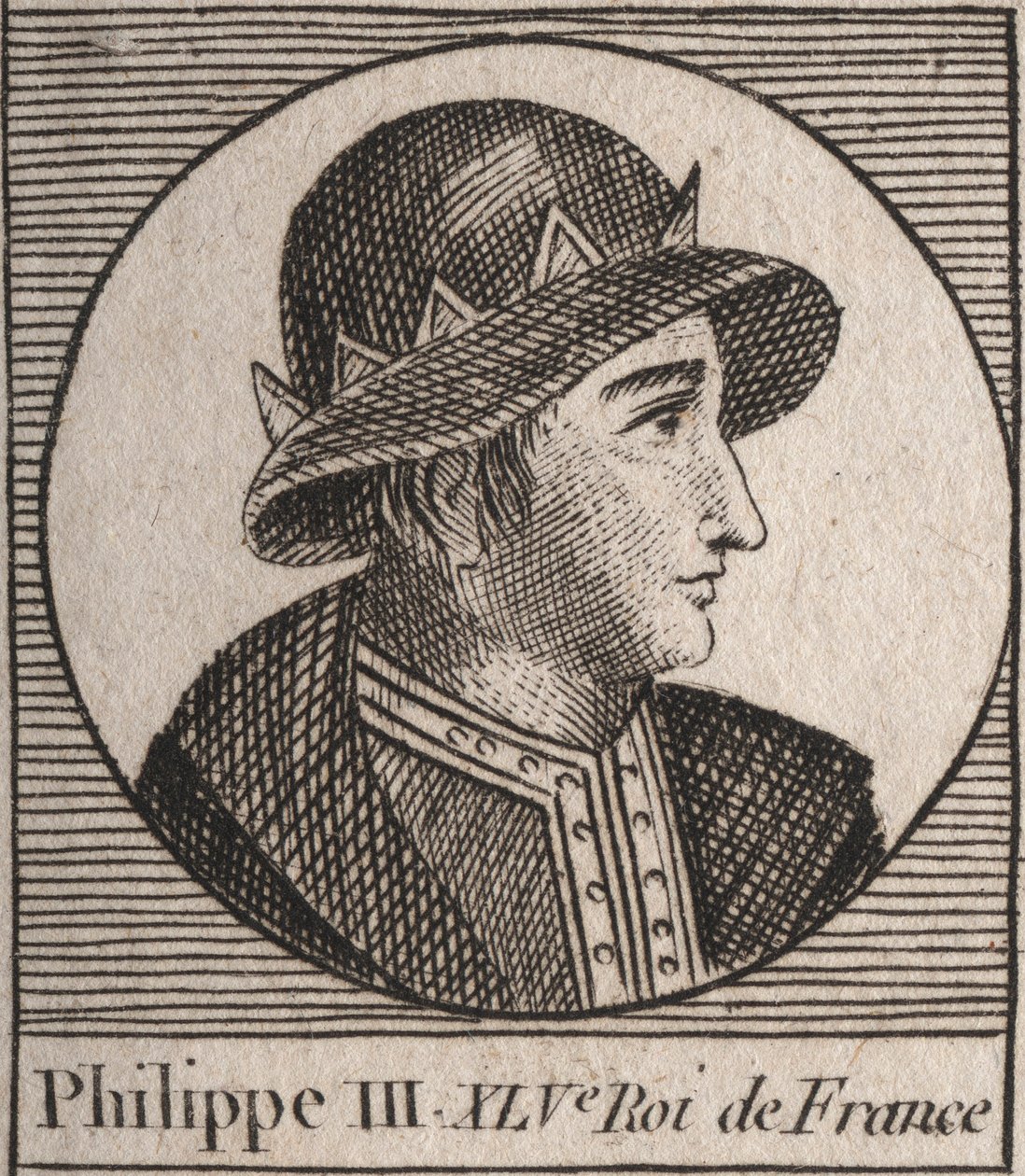 Portret van Filips III van Frankrijk, genaamd Filips de Stoute (1245-1285) (gravure uit 