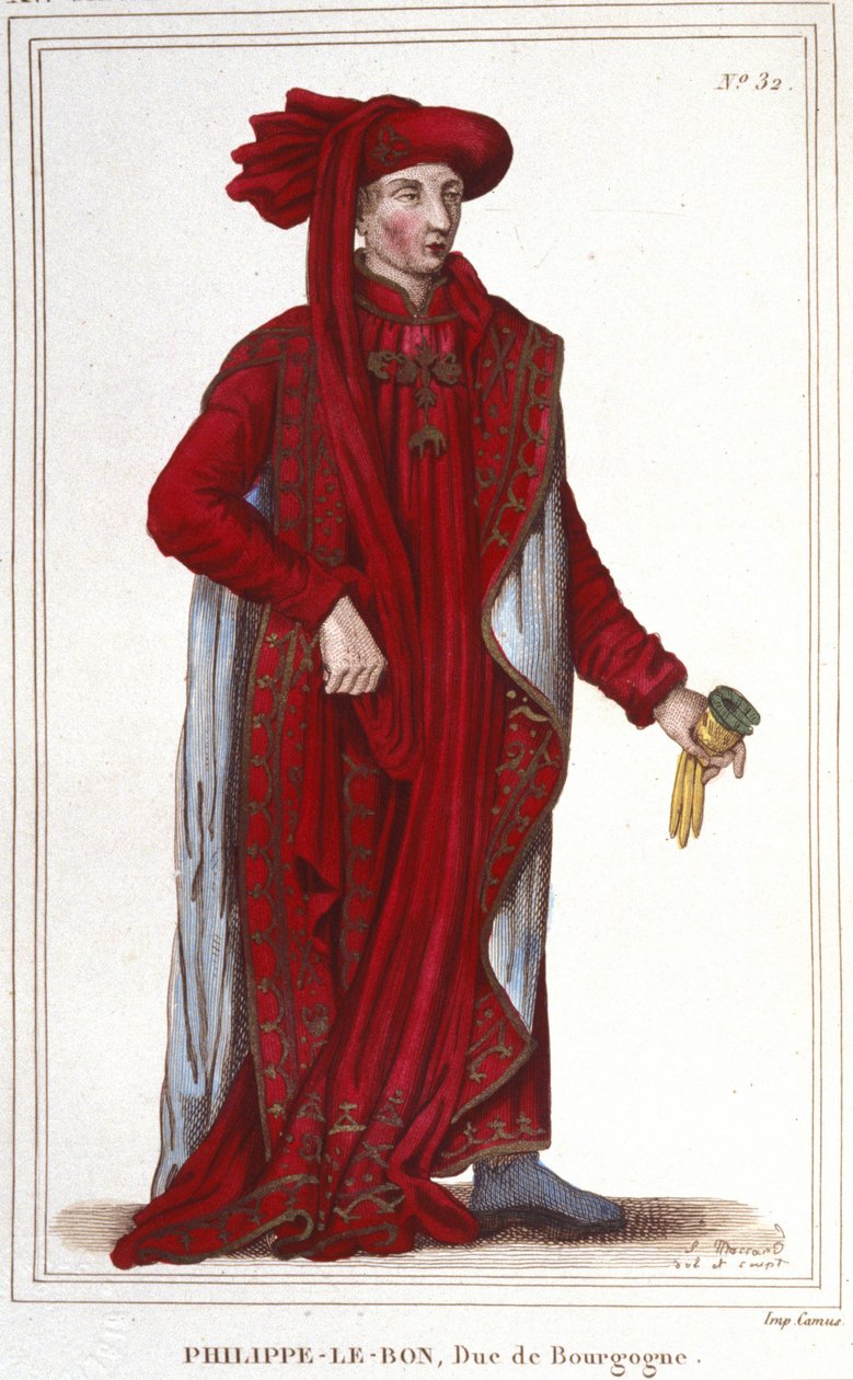 Portret van Filips III de Goede (1396-1467), Hertog van Bourgondië gravure uit 1830 door Unknown artist