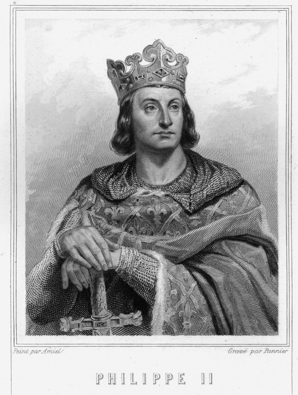 Portret van Filips II genaamd Philippe Auguste (1165-1223), koning van Frankrijk - in "Histoire des Français" door Lavallée, gravure, sd door Unknown artist