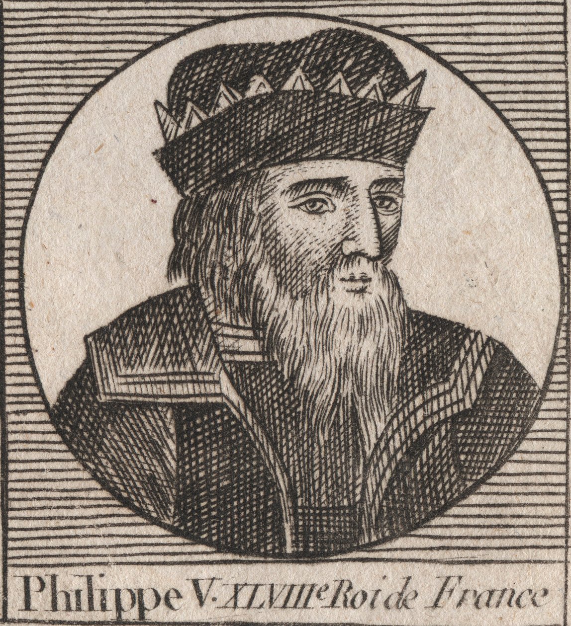 Portret van Filips V de Lange (1294 - 1322), Koning van Frankrijk (gravure uit 