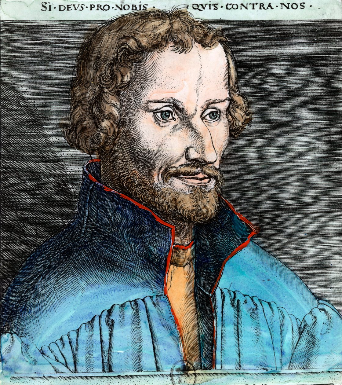 Portret van Philippe Schwarzerd, bekend als Melanchton (1497 - 1560), Duitse protestantse hervormer (Luthers). Gravure uit de 16e eeuw. Privécollectie. door Unknown artist