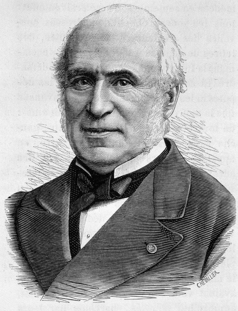 Portret van Pierre Charles Chesnelong (1820 - 1899). Gravure van het einde van de 19e eeuw in 