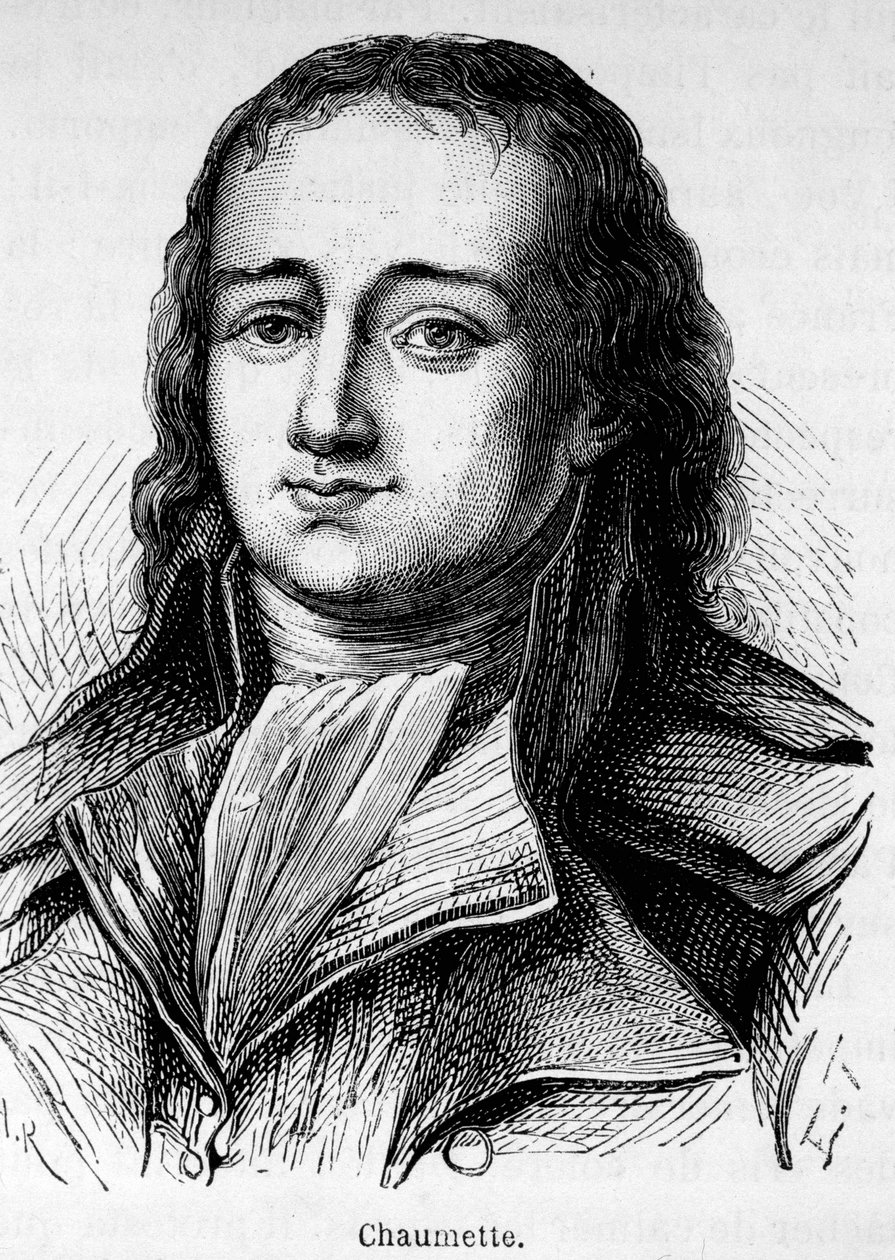 Portret van Pierre Gaspard Chaumette (1763-1794), Franse politicus, lid van de Cordeliers Club en aanklager - syndic van de Insurrectionele Gemeente van Parijs... Hij werd gearresteerd en geguillotineerd met gast extremisten door Unknown artist
