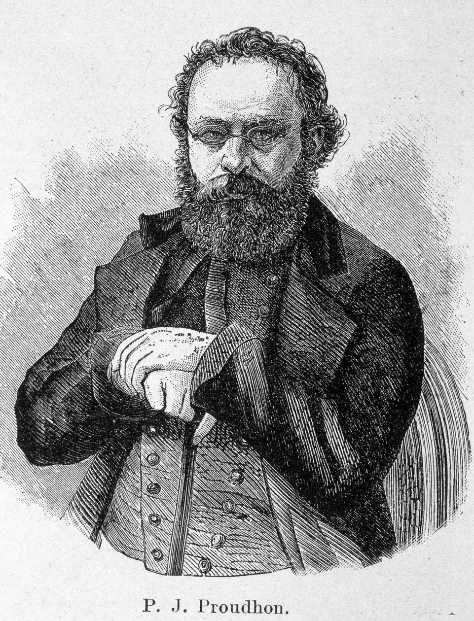 Portret van Pierre Joseph Proudhon (1809 - 1865), Franse socialist door Unknown artist