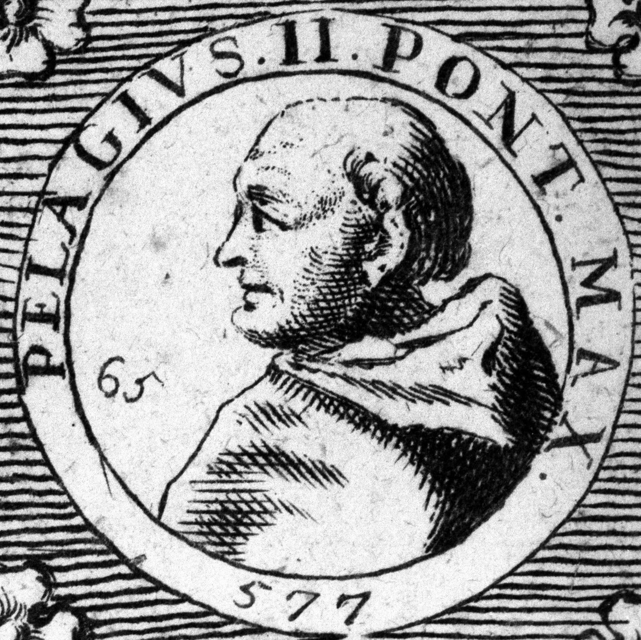 Portret van paus Pelagius II (520-590) door Unknown artist