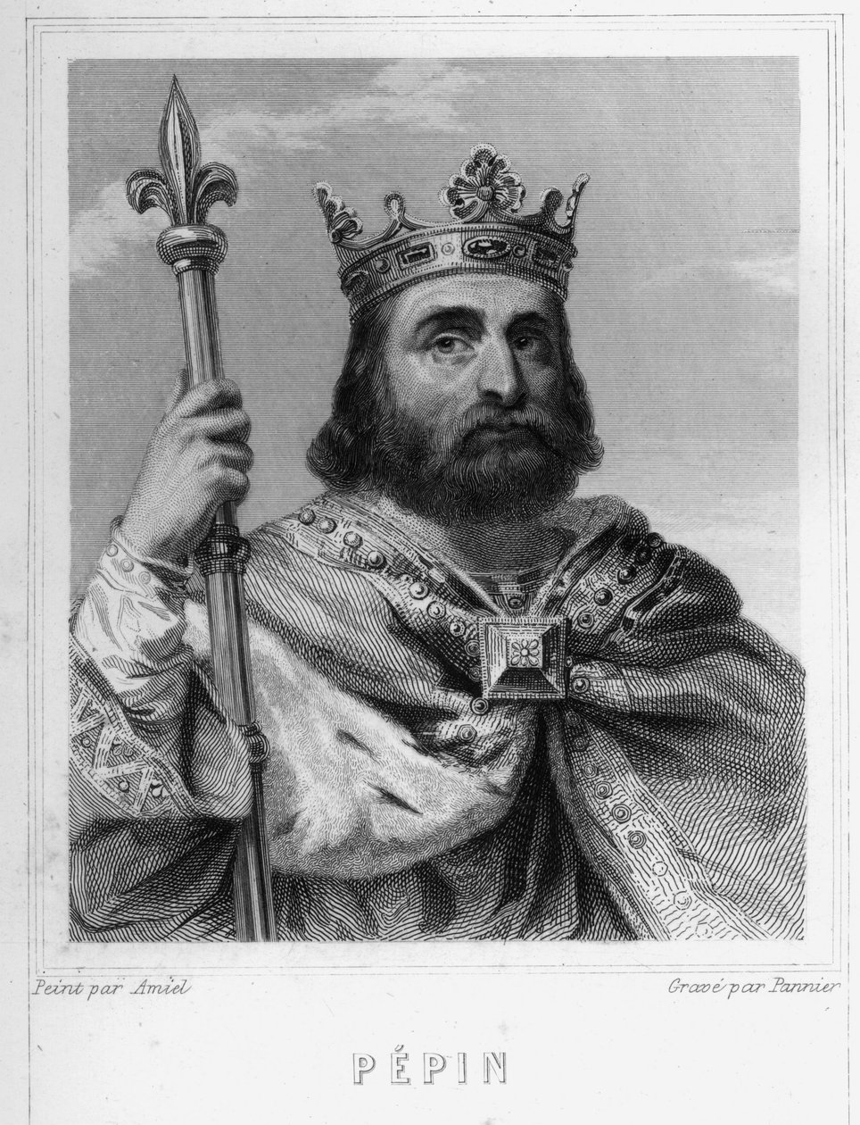 Portret van Pepijn de Korte (ca. 714 - 768), Koning van de Franken, eerste van de Karolingen - in 
