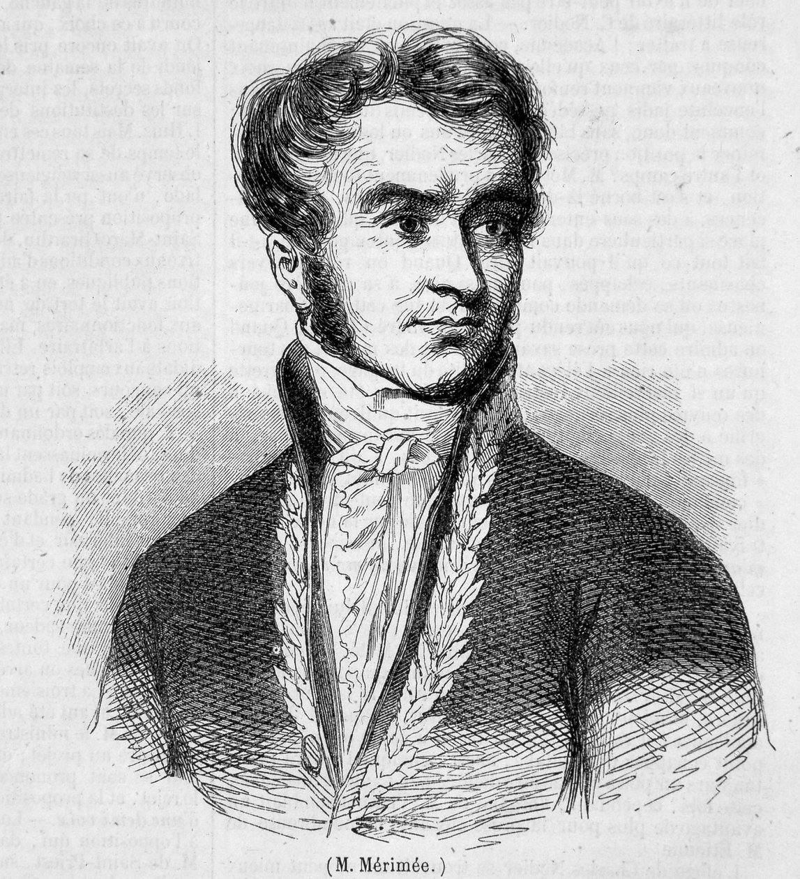 Portret van Prosper Mérimée. 19e-eeuwse gravure. door Unknown artist