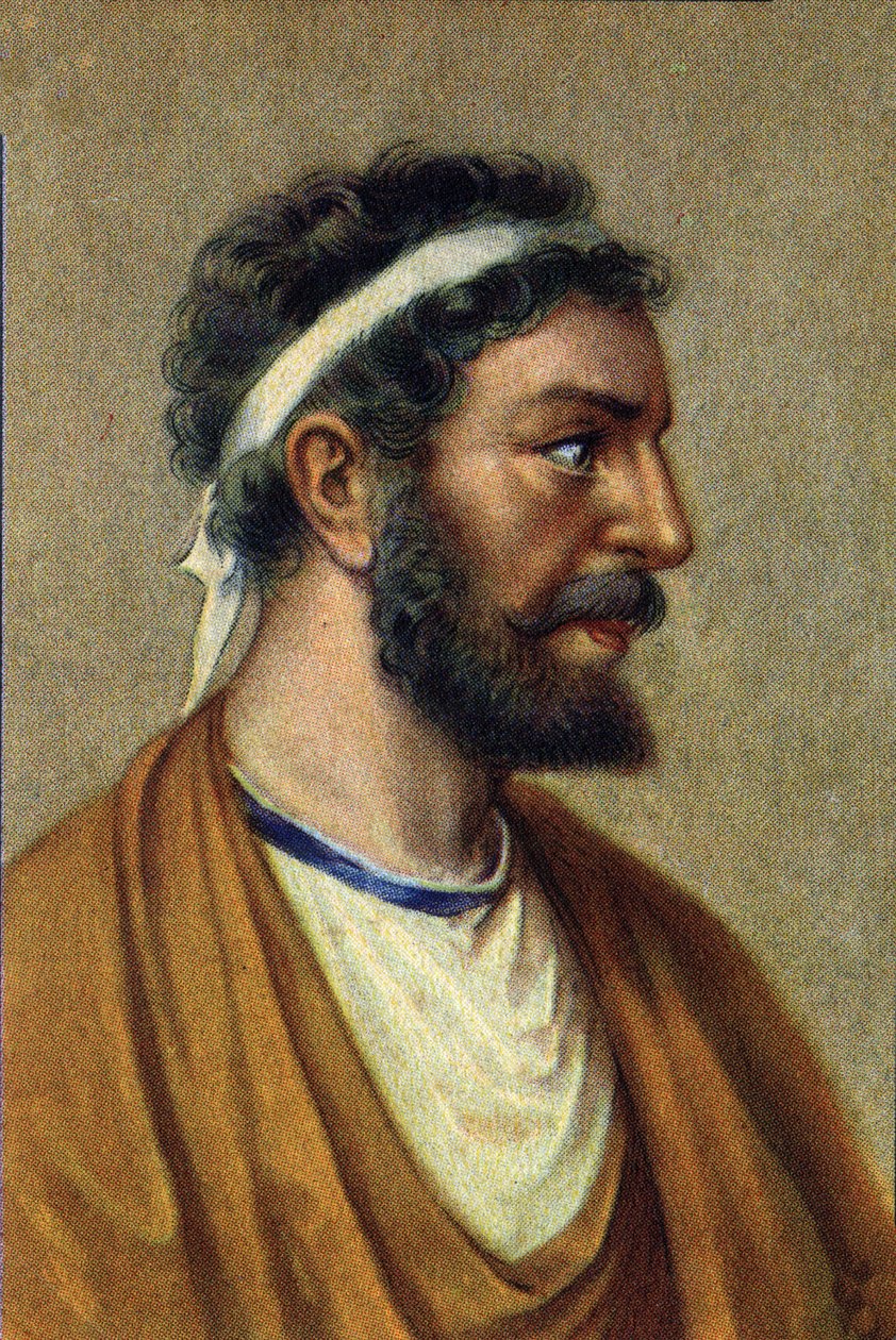 Portret van Pythagoras, Grieks filosoof, wiskundige en wetenschapper (560-480 v.Chr.).Pythagoras (Pitagora) (c560 - 480 v.Chr.), Grieks filosoof en wetenschapper. Wiskunde. door Unknown Artist