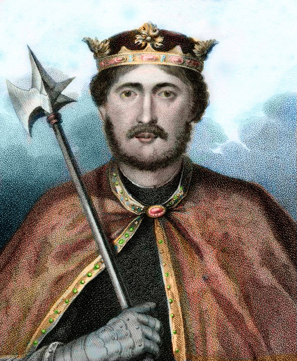 Portret van Richard I (1157-1199), Koning van Engeland, ook wel Richard Leeuwenhart genoemd - Portret van Richard Leeuwenhart - Gravure 19e eeuw door Unknown artist