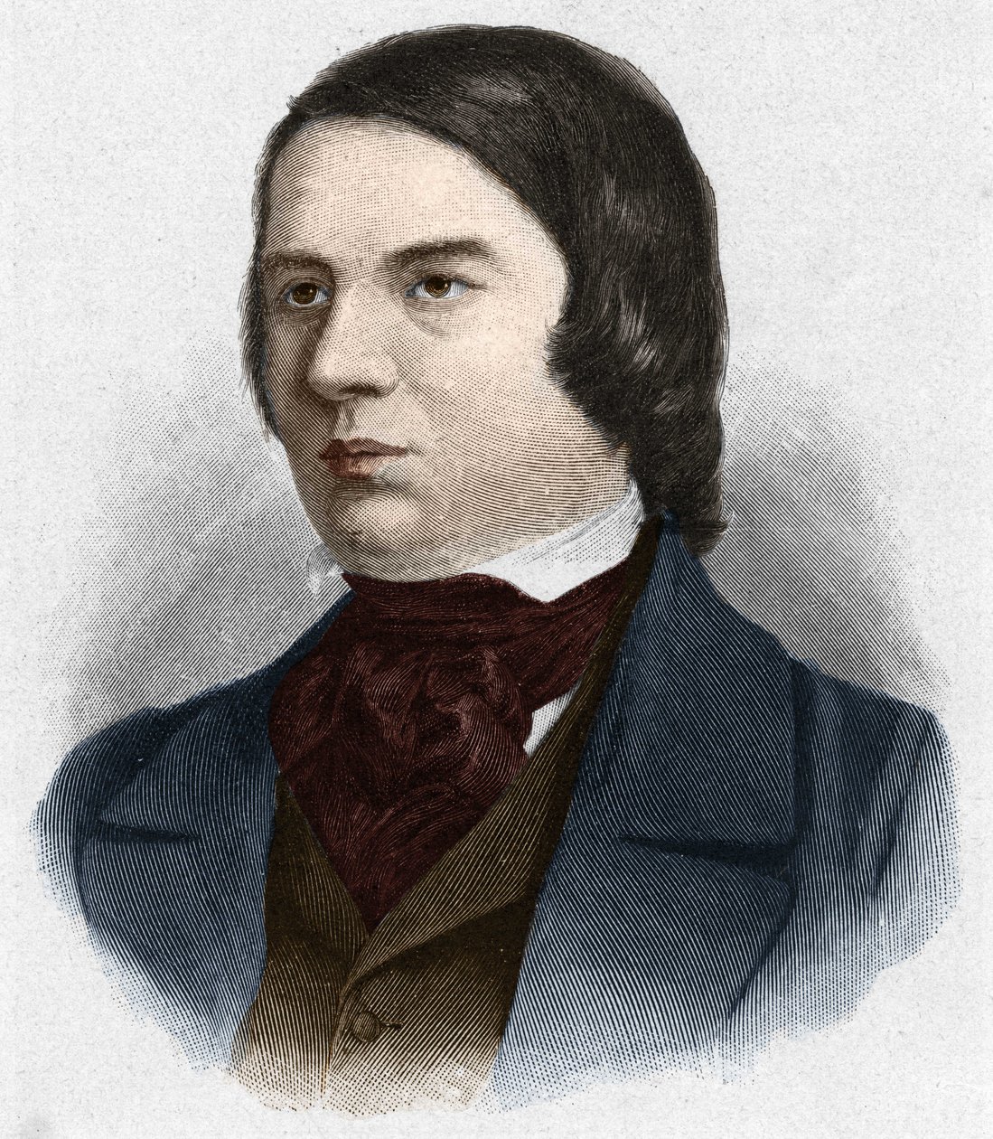 Portret van Robert Schumann (1810-1856), Duitse componist. gebaseerd op een tekening van Mengel. door Unknown artist