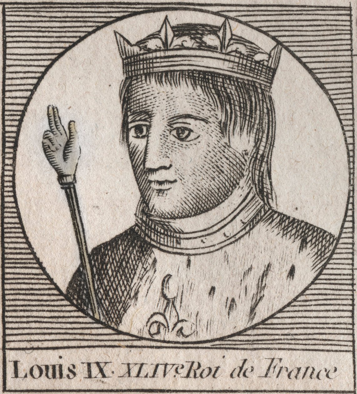 Portret van Saint Louis (Saint-Louis, Lodewijk IX (1214-1270) - Saint Louis IX (1214-70) koning van Frankrijk - gravure uit 