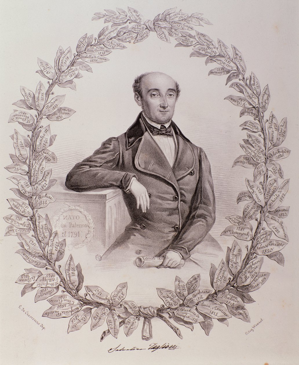 Portret van Salvatore Taglioni (gravure) door Unknown artist