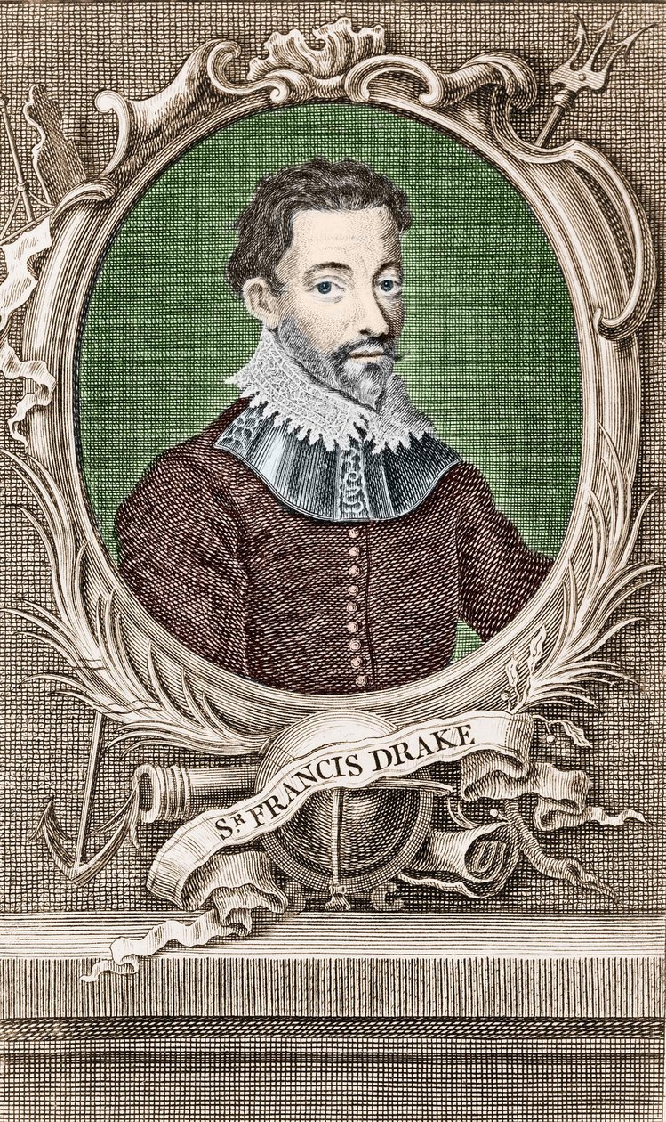 Portret van Sir Francis Drake (1540-1596), Engelse navigator door Unknown artist