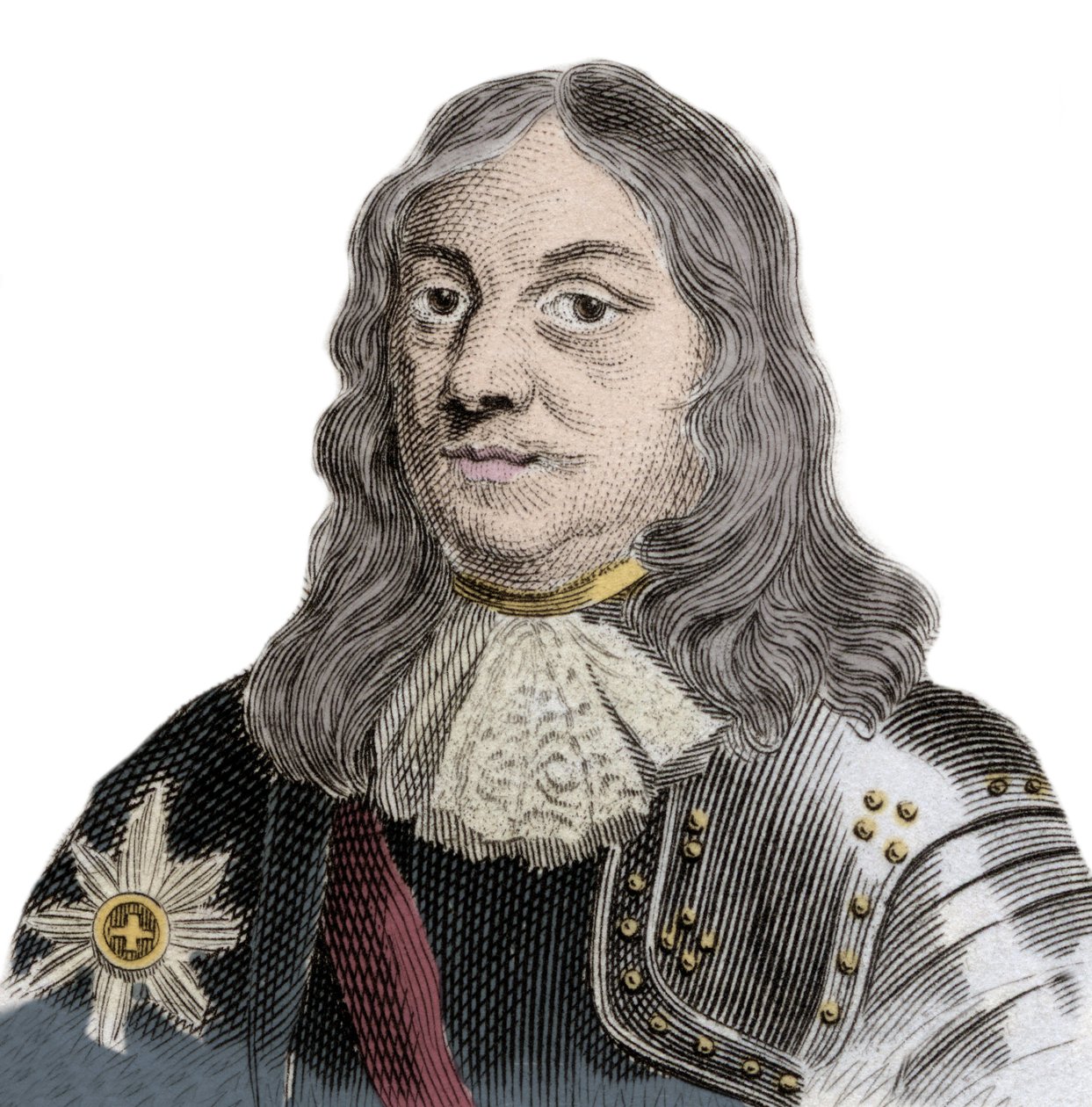 Portret van Sir Martinus Cornelis van Tromp (1629-1691), Nederlandse marineofficier en opperbevelhebber van de Koninklijke Nederlandse en Deense vloot. Gravure uit de 19e eeuw door Unknown artist