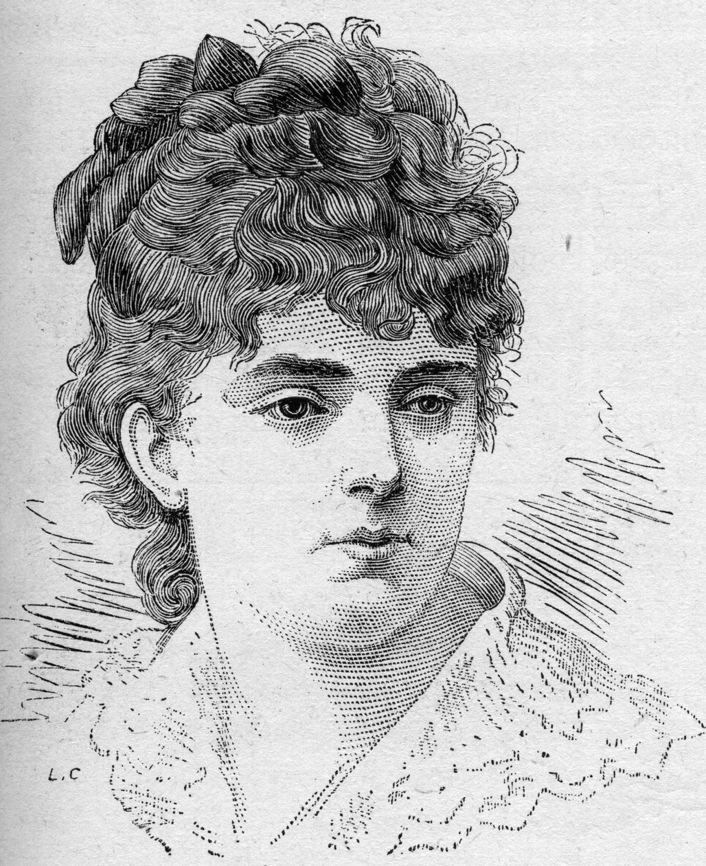 Portret van Sophie Croizette, Franse komiek, lid van de Comédie Française van 1868 tot 1882. Gravure in 