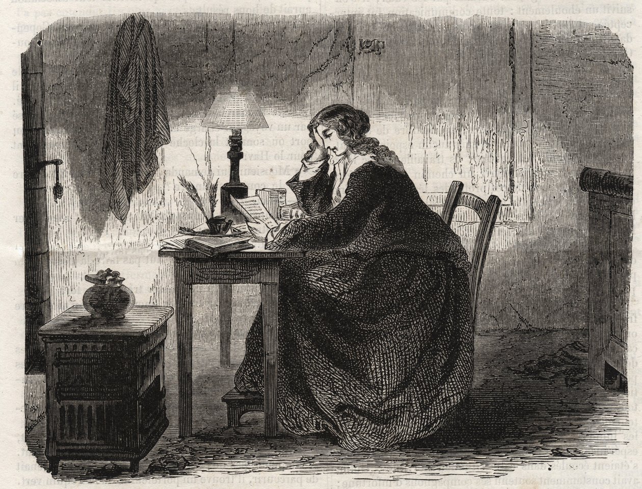 Portret van Sophie Germain (1776-1831) Franse wiskundige (Portret van Marie-Sophie Germain Franse wiskundige, natuurkundige en filosoof) - gravure 1860 door Unknown artist