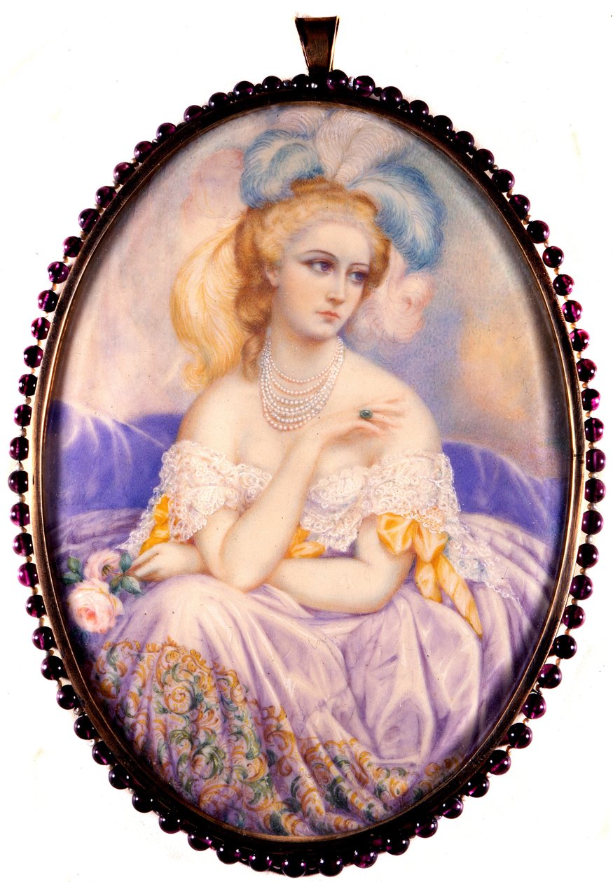 Portret van de Gravin van Castiglione (1837-1899) (Virginia Elisabetta Luisa Carlotta Antonietta Teresa Maria Oldoini). Miniatuur op ivoor door Unknown artist