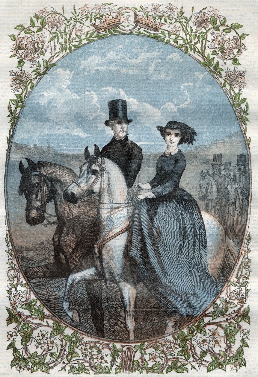 Portret van Hun Koninklijke Hoogheden Prinses Victoria (1840-1901) (dochter van Koningin Victoria) en Kroonprins Frederik Willem van Pruisen (1831-1888). Gravure uit 1858. door Unknown artist