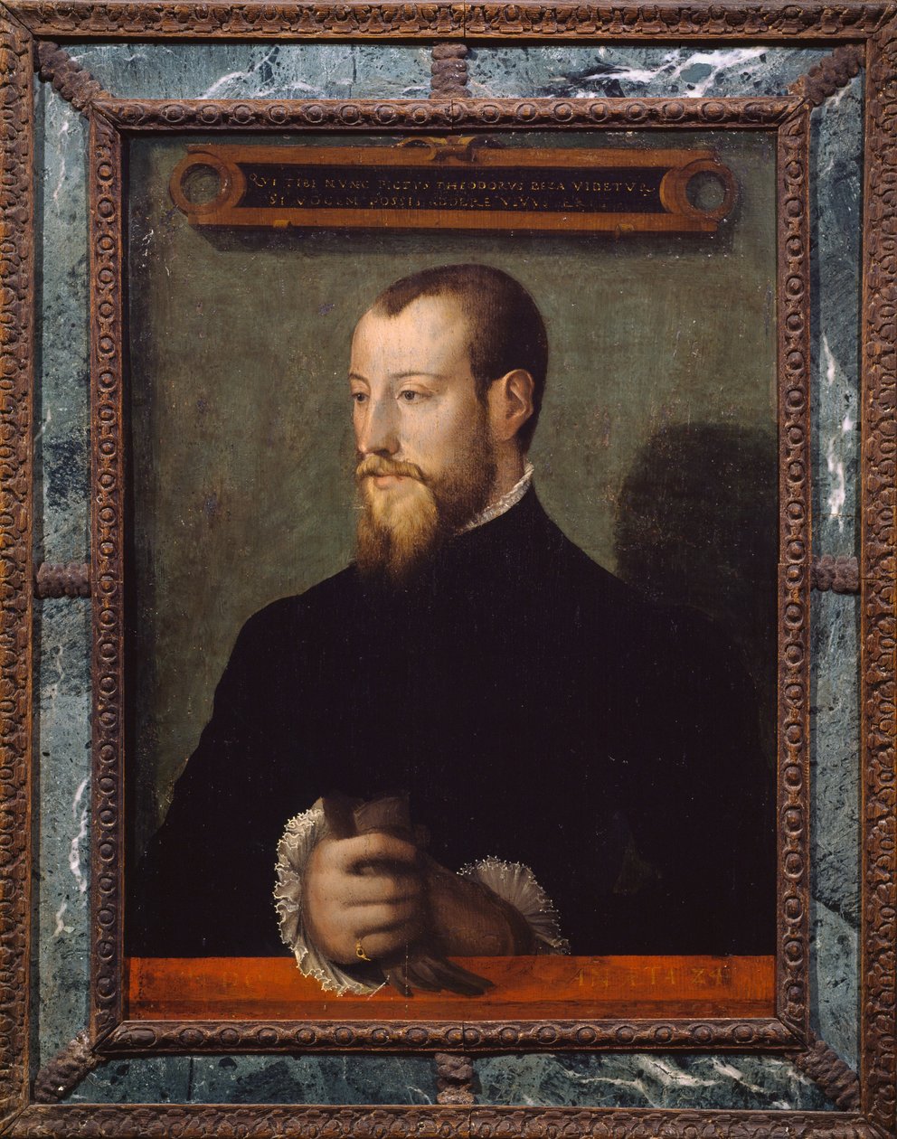Portret van Theodore Beza of Theodore de Beze (1519-1605) op 24-jarige leeftijd, Franse theoloog, schilderij door anonieme schilder door Unknown artist