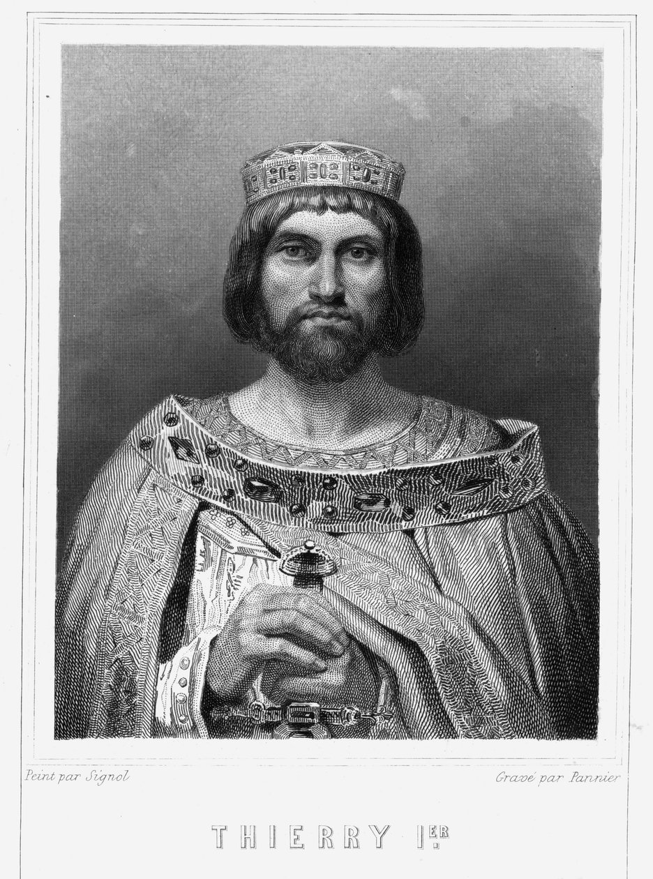 Portret van Thierry I (? - 533), Koning van Austrasië - in 