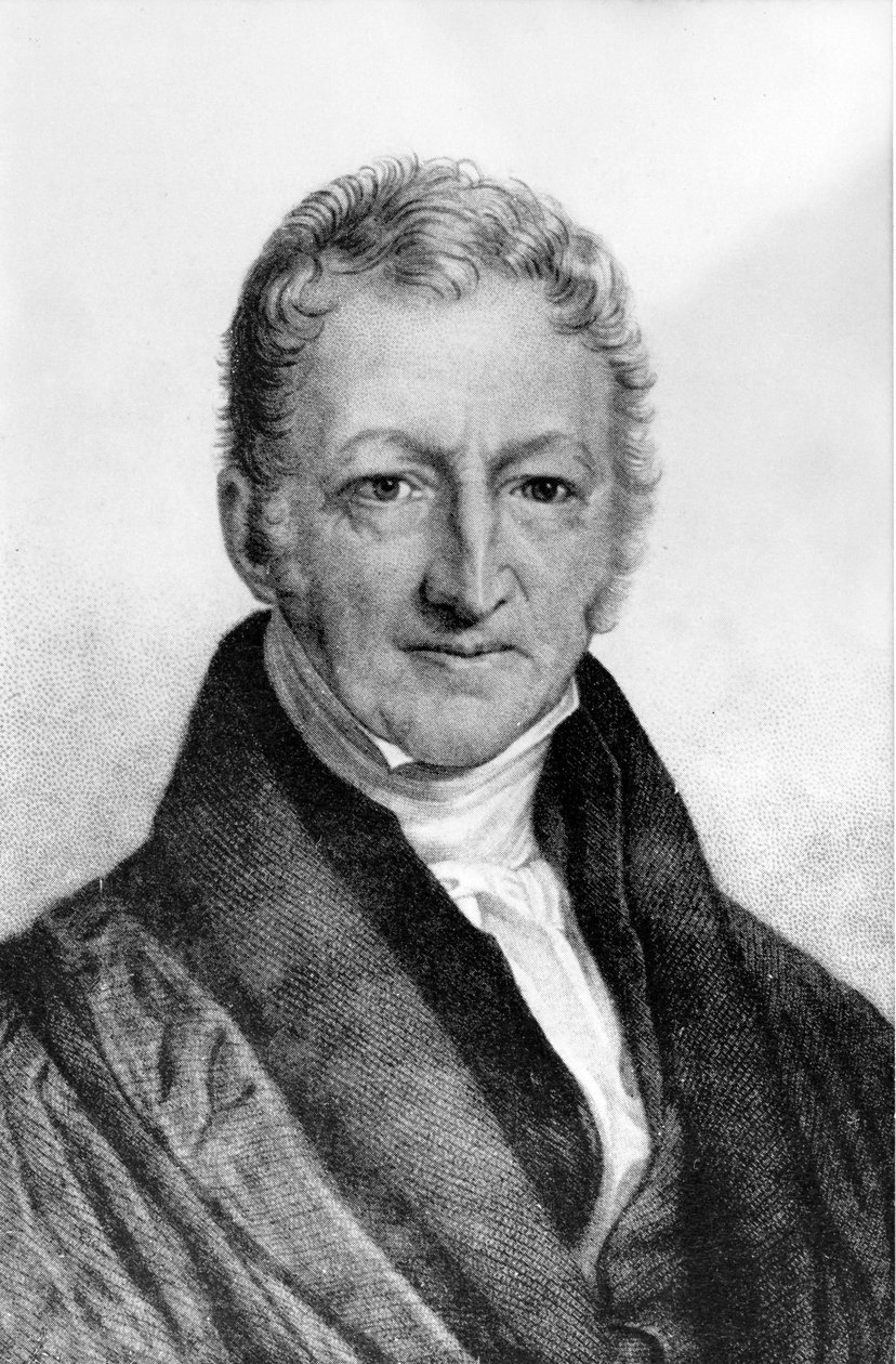 Portret van Thomas Robert Malthus (1766 - 1834), Britse econoom. door Unknown artist