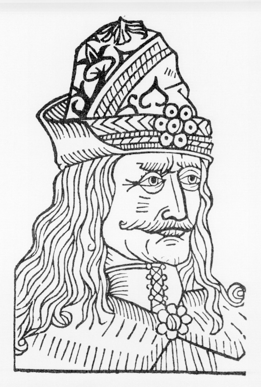 Portret van Vlad Tepes III de spietser of Dracula (1431-1476), een prins die Bram Stoker inspireerde voor het personage Dracula, een roman geschreven in 1897 door Unknown artist